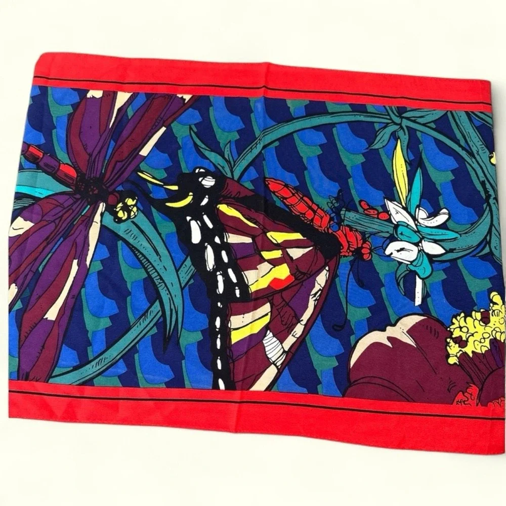 Vibrant Silk Colorful Insect long Print‎ Scarf